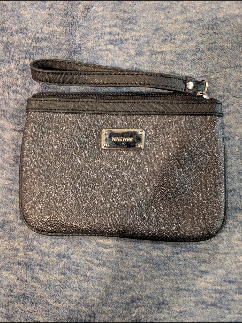 Nine West Black Textured Wristlet with Logo Plaque - Picture 2 of 9